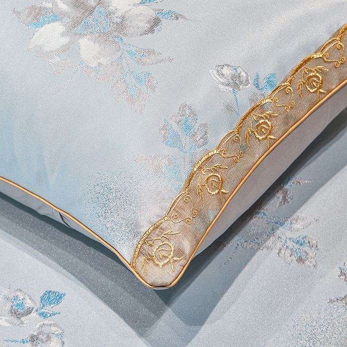 91家纺网 家纺一手货源 找家纺 罗艺轩 2024新款欧式色织大提花床裙凉席 情依