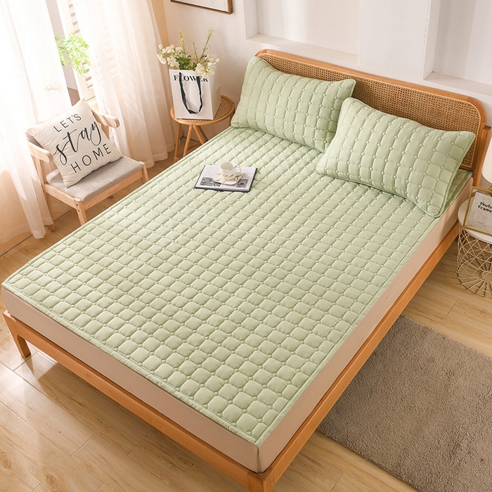 91家纺网 家纺一手货源 找家纺 恋绒家纺 2025升级款水洗棉床褥隔尿防水床垫隔尿垫护理垫床护罩垫子 防水款-烟豆青