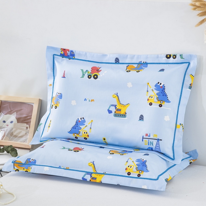 91家纺网 家纺一手货源 找家纺 乐秀家纺 2024新款卡通全棉枕套儿童幼儿园枕头恐龙工程队