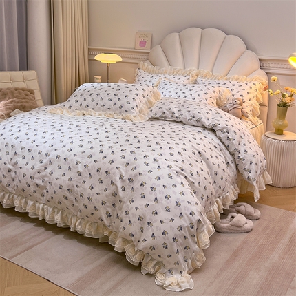 91家纺网 家纺一手货源 找家纺 （总）恒爱家纺 2024新款梦幻情缘全棉公主风四件套