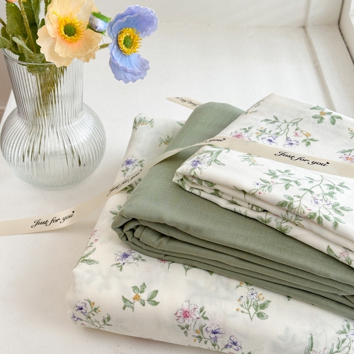 91家纺网 家纺一手货源 找家纺 曼之夏 2024新款全棉印花双层纱四件套 婉茹