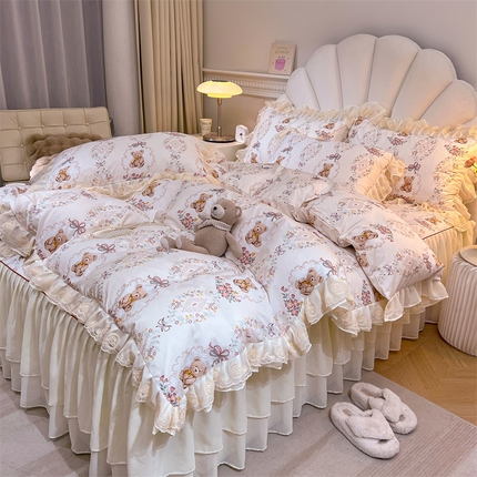 恒爱家纺 2024新款梦幻情缘全棉公主风四件套 相敬如宾