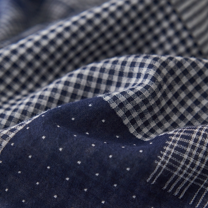 91家纺网 家纺一手货源 找家纺 安莱生活 2024新款双层纱拼布田园单夏被系列 拼布田园-藏青