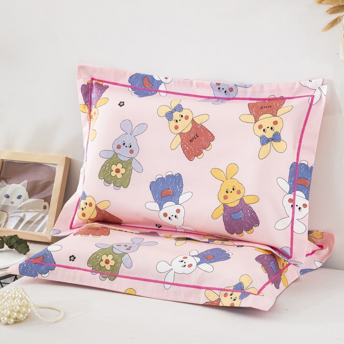 91家纺网 家纺一手货源 找家纺 乐秀家纺 2026新款卡通全棉枕套儿童幼儿园枕头兔宝宝