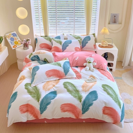 91家纺网 家纺一手货源 找家纺 金丝兔2025新款植物羊绒加厚磨毛印花四件套直播热款全年供货量大可送 轻羽