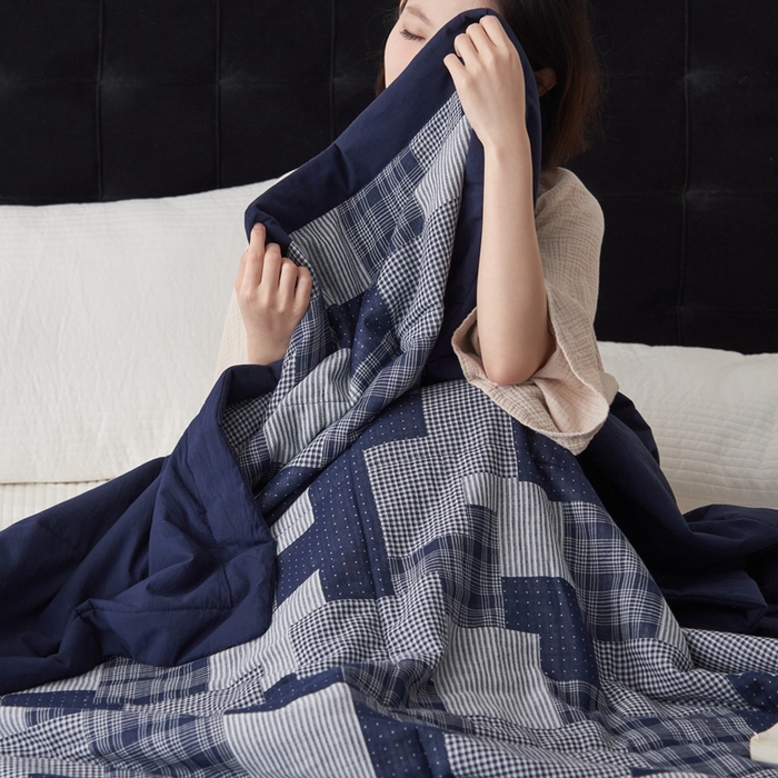 91家纺网 家纺一手货源 找家纺 （总）安莱生活 2024新款双层纱拼布田园单夏被系列