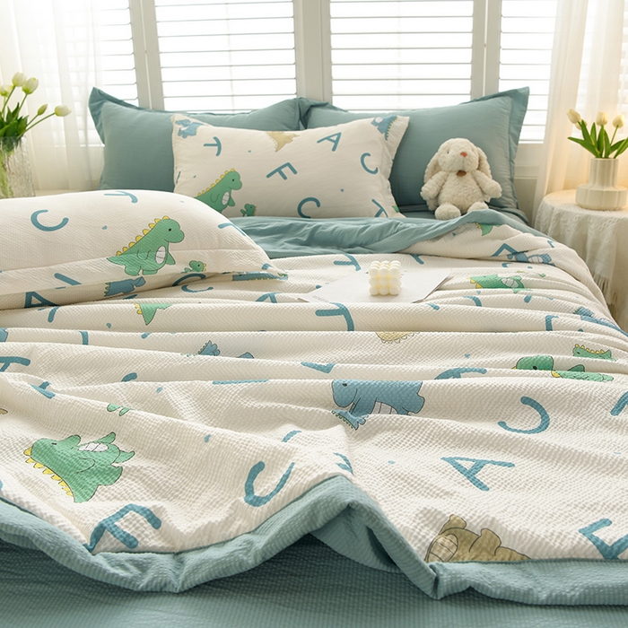 91家纺网 家纺一手货源 找家纺 圣楚家纺 2024新款清柔泡泡纱夏被 甜馨宝贝