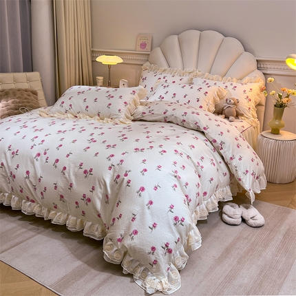 91家纺网 家纺一手货源 找家纺 （总）恒爱家纺 2024新款梦幻情缘全棉公主风四件套