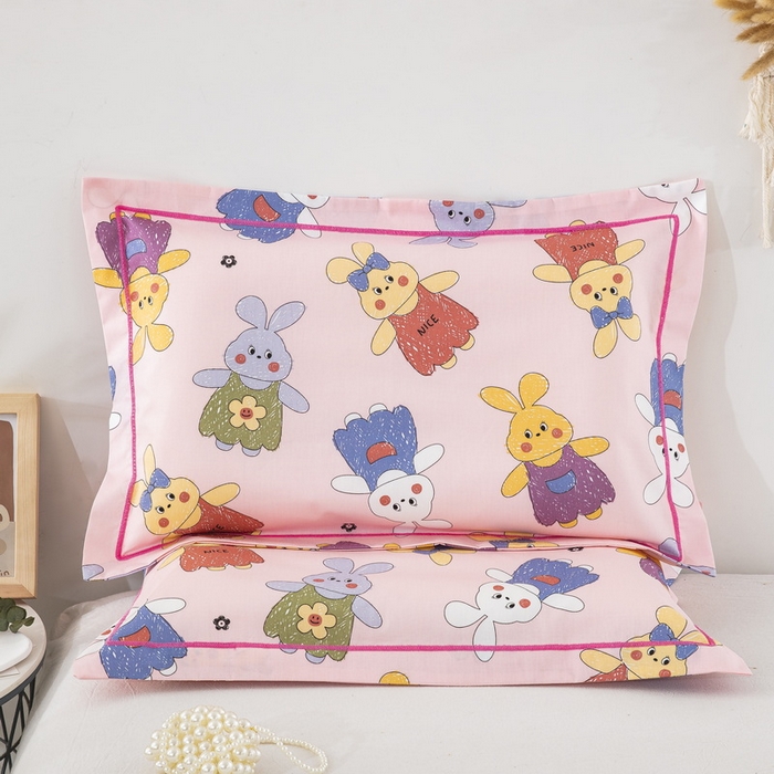 91家纺网 家纺一手货源 找家纺 乐秀家纺 2026新款卡通全棉枕套儿童幼儿园枕头兔宝宝