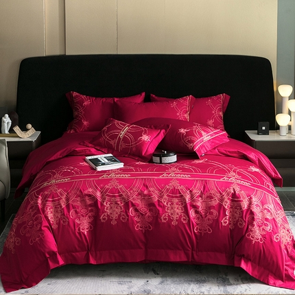 91家纺网 家纺一手货源 找家纺 （总） 【A类母婴级】100支长绒棉四件套全棉纯棉轻奢风床单床笠款重工刺绣秋冬季新品床上用品