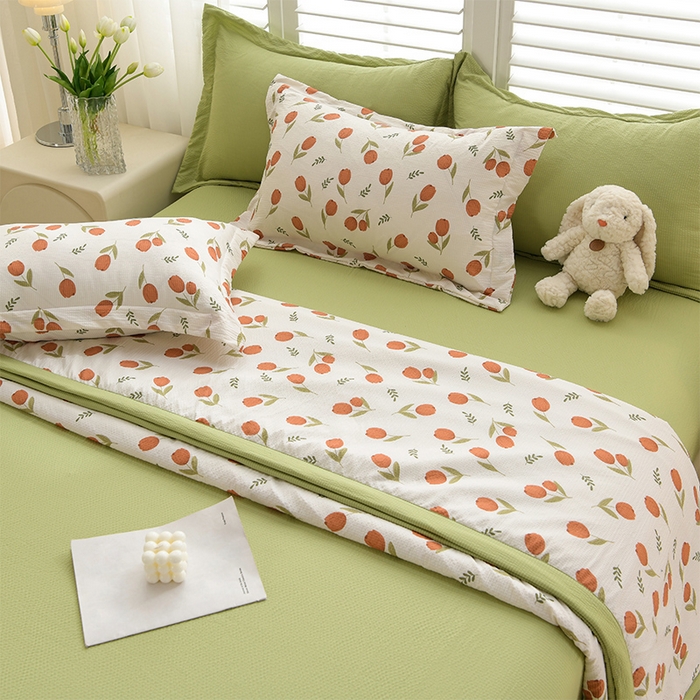 91家纺网 家纺一手货源 找家纺 圣楚家纺 2024新款清柔泡泡纱夏被 迷人花香