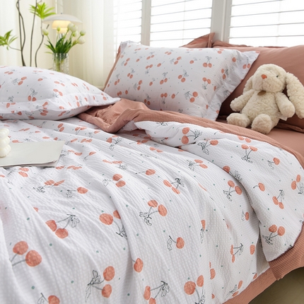 91家纺网 家纺一手货源 找家纺 （总）圣靓家纺 2025新款清柔泡泡纱小提花单夏被夏被四件套