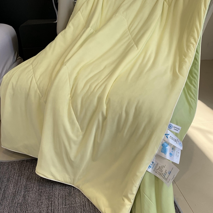 91家纺网 家纺一手货源 找家纺 莱豫家纺 2024新款小冰皮夏凉被锦纶氨纶面料空调夏被 百香果