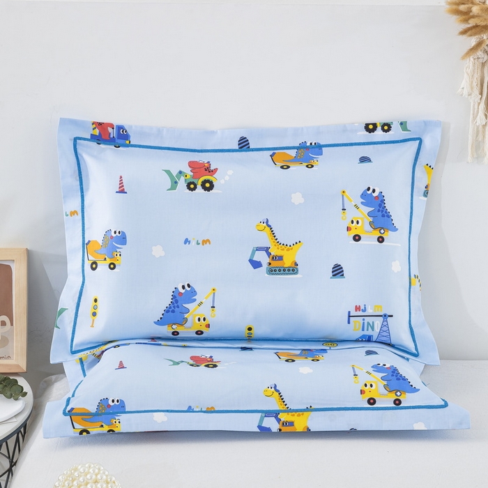 91家纺网 家纺一手货源 找家纺 乐秀家纺 2024新款卡通全棉枕套儿童幼儿园枕头恐龙工程队