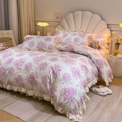 91家纺网 家纺一手货源 找家纺 （总）恒爱家纺 2024新款梦幻情缘全棉公主风四件套