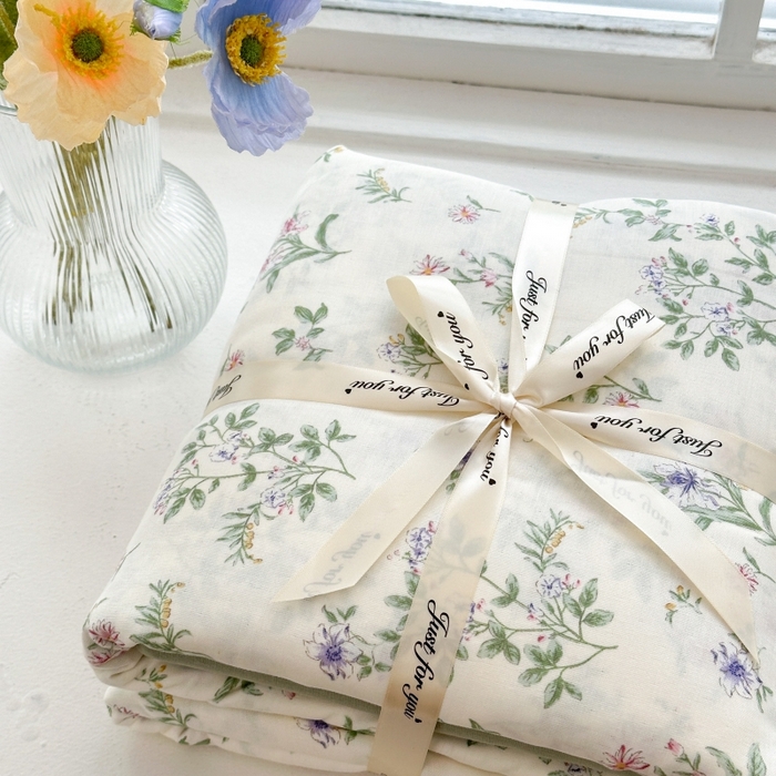 91家纺网 家纺一手货源 找家纺 曼之夏 2024新款全棉印花双层纱四件套 婉茹