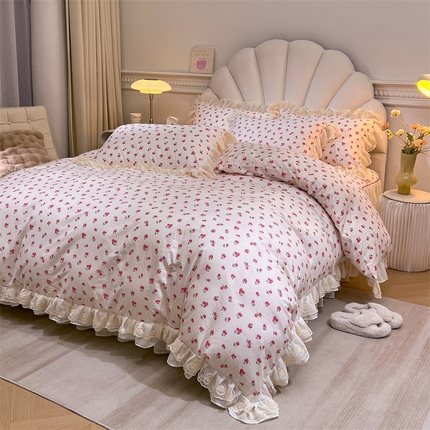 91家纺网 家纺一手货源 找家纺 （总）恒爱家纺 2024新款梦幻情缘全棉公主风四件套