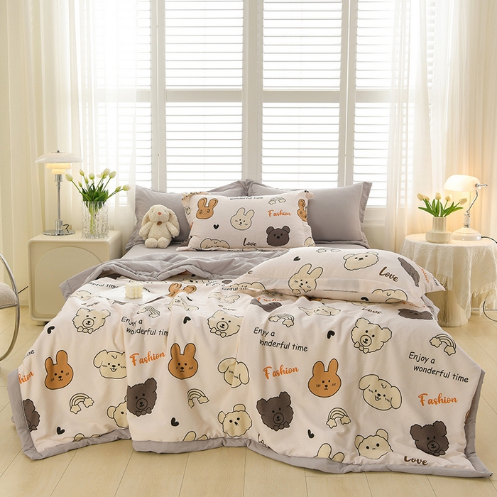 91家纺网 家纺一手货源 找家纺 圣楚家纺 2024新款清柔泡泡纱夏被 快乐每天