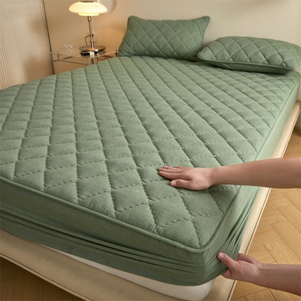 91家纺网 家纺一手货源 找家纺 （总）居眠 2024新款全棉色织纯色夹棉床笠