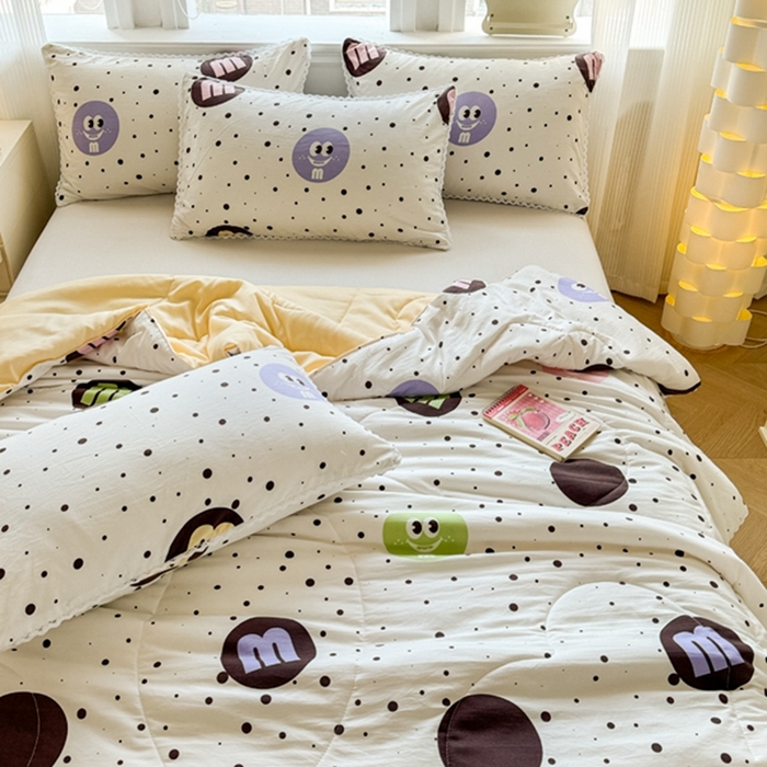 91家纺网 家纺一手货源 找家纺 慕尚家纺2025新款双层纱水洗夏被子被芯 m豆