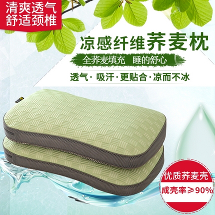 【9宝甄选】新款凉感纤维荞麦枕枕头枕芯（可拆卸枕套）