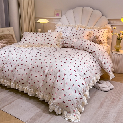 91家纺网 家纺一手货源 找家纺 （总）恒爱家纺 2024新款梦幻情缘全棉公主风四件套