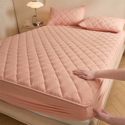 91家纺网 家纺一手货源 找家纺 （总）居眠 2024新款全棉色织纯色夹棉床笠