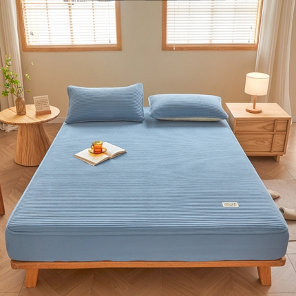 91家纺网 家纺一手货源 找家纺 暖季家纺 2025新款A类原棉母婴级防水床笠 直线-宾利蓝