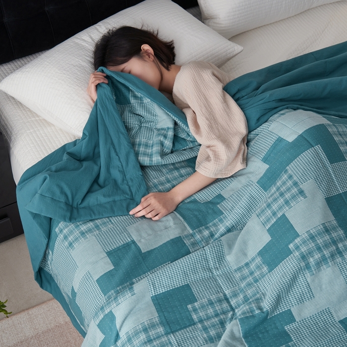 91家纺网 家纺一手货源 找家纺 安莱生活 2024新款双层纱拼布田园单夏被系列 拼布田园-乌兰