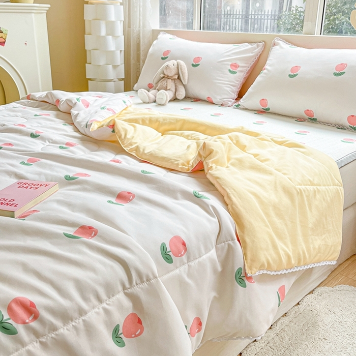 91家纺网 家纺一手货源 找家纺 慕尚家纺2025新款双层纱水洗夏被子被芯 郁金香