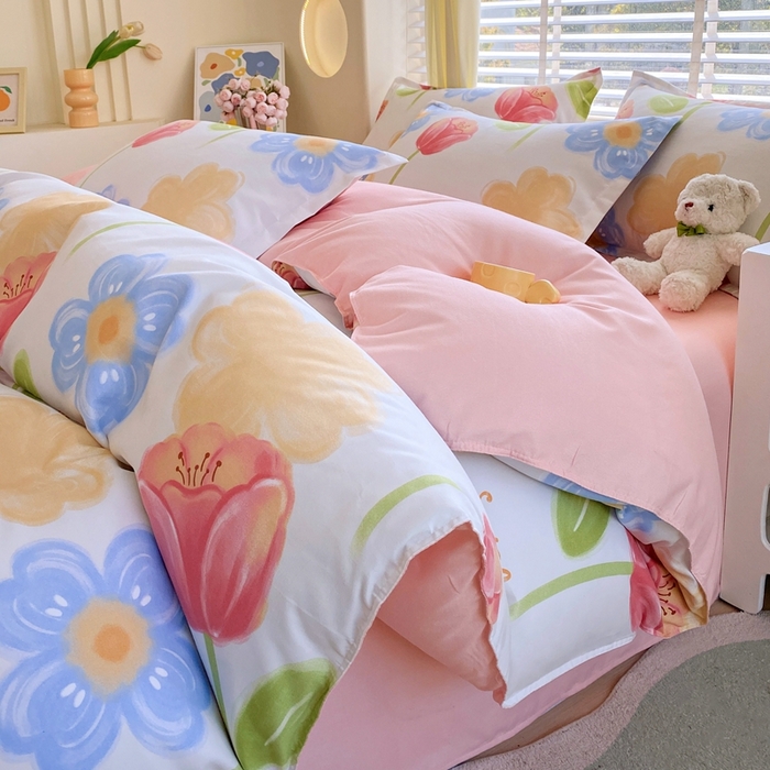 91家纺网 家纺一手货源 找家纺 金丝兔 2025新款植物羊绒加厚磨毛印花四件套直播热款全年供货量大可送 海盐白茶