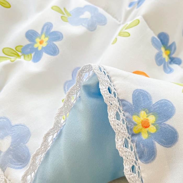 91家纺网 家纺一手货源 找家纺 慕尚家纺2025新款双层纱水洗夏被子被芯 橘子小花