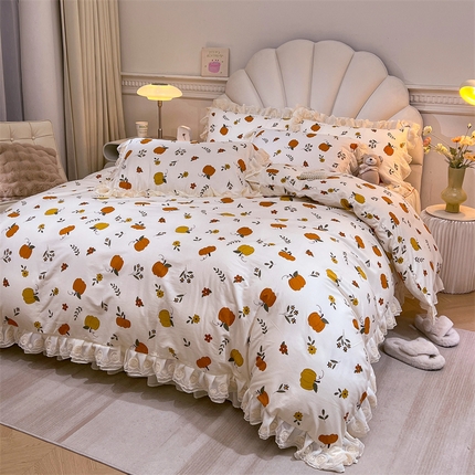 91家纺网 家纺一手货源 找家纺 恒爱家纺 2024新款梦幻情缘全棉公主风四件套 秋色宜人