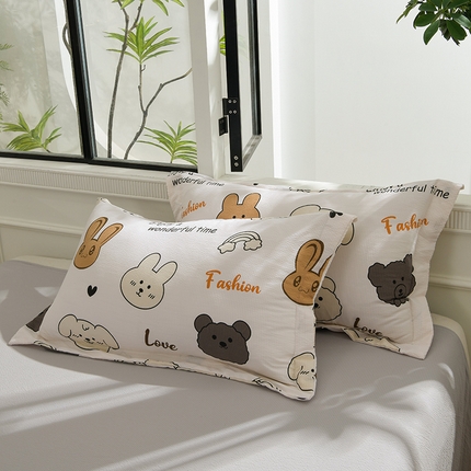 圣楚家纺 2024新款泡泡纱枕套 快乐每天