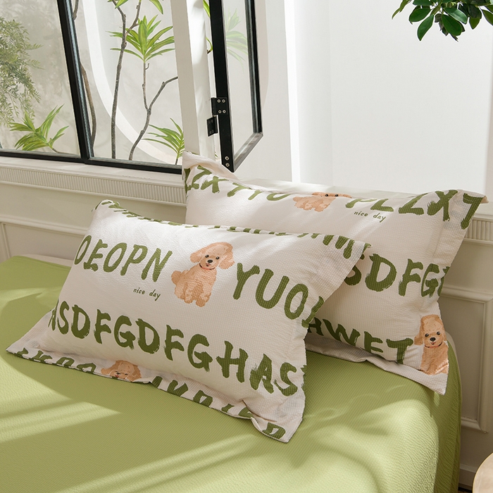 91家纺网 家纺一手货源 找家纺 圣楚家纺 2024新款泡泡纱枕套 真情陪伴