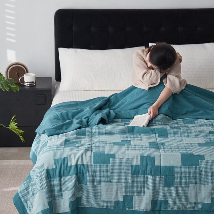 91家纺网 家纺一手货源 找家纺 安莱生活 2024新款双层纱拼布田园单夏被系列 拼布田园-乌兰