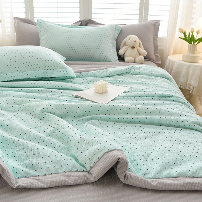 91家纺网 家纺一手货源 找家纺 圣楚家纺 2024新款清柔泡泡纱夏被 静谧夜曲