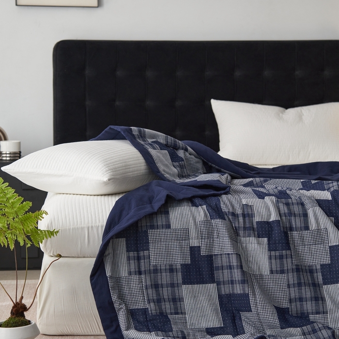 91家纺网 家纺一手货源 找家纺 （总）安莱生活 2024新款双层纱拼布田园单夏被系列