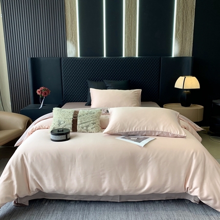 91家纺网 家纺一手货源 找家纺 （总）莱豫家纺 2024新款80支莱赛尔天丝纯色双拼四件套