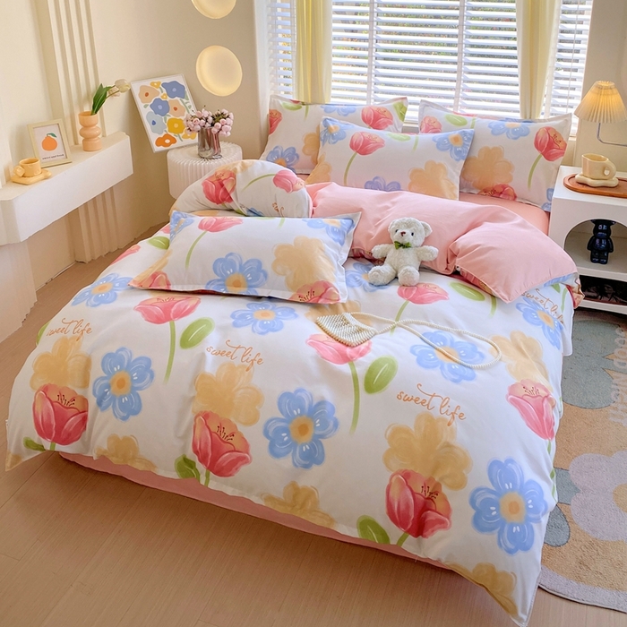 91家纺网 家纺一手货源 找家纺 金丝兔 2025新款植物羊绒加厚磨毛印花四件套直播热款全年供货量大可送 海盐白茶