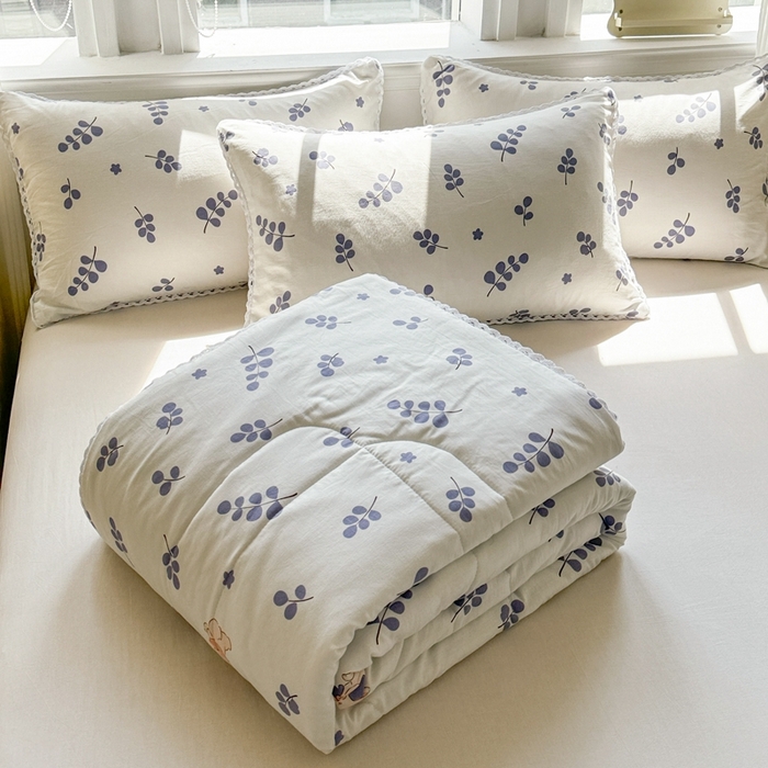 91家纺网 家纺一手货源 找家纺 慕尚家纺2025新款双层纱水洗夏被子被芯 兔稚