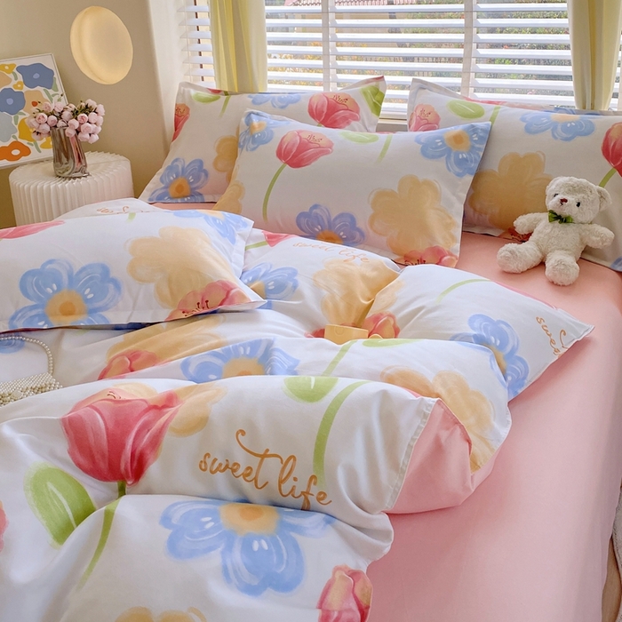 91家纺网 家纺一手货源 找家纺 金丝兔 2025新款植物羊绒加厚磨毛印花四件套直播热款全年供货量大可送 海盐白茶