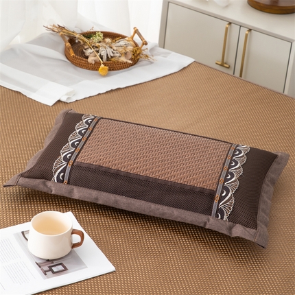 91家纺网 家纺一手货源 找家纺 （总）织布人 2024新款荞麦枕欧式凉感PE藤茶香枕全荞麦壳枕头午睡枕颈椎枕