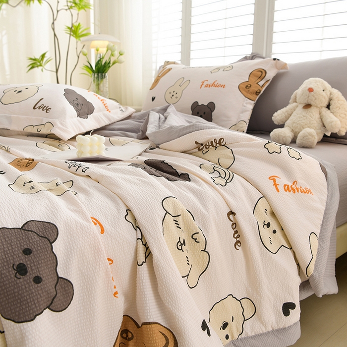 91家纺网 家纺一手货源 找家纺 圣楚家纺 2024新款清柔泡泡纱夏被 快乐每天