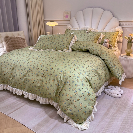 91家纺网 家纺一手货源 找家纺 （总）恒爱家纺 2024新款梦幻情缘全棉公主风四件套