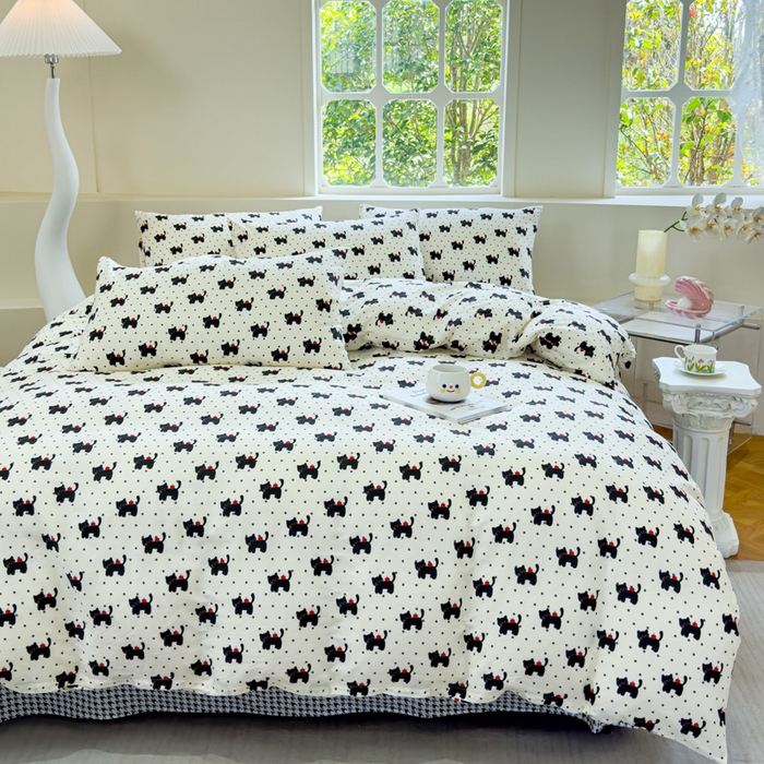 91家纺网 家纺一手货源 找家纺 感遇 2024新款全棉印花四件套 苹果猫