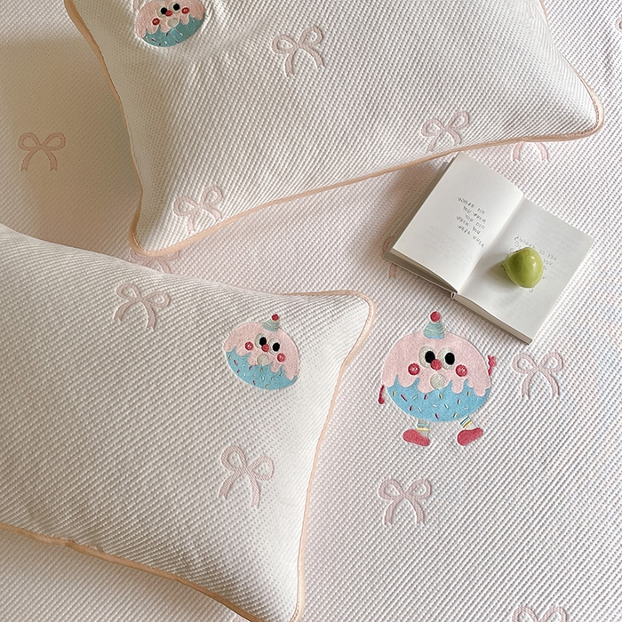 91家纺网 家纺一手货源 找家纺 （总）圆岛家纺 2024新款A类3D高分子冰豆提花软凉席床笠款三件套