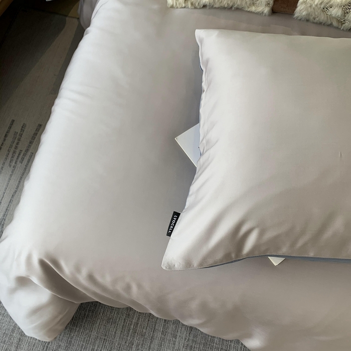 91家纺网 家纺一手货源 找家纺 莱豫家纺 2024新款80支莱赛尔天丝纯色双拼四件套 莫奈印象灰