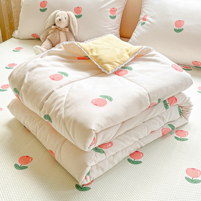 91家纺网 家纺一手货源 找家纺 慕尚家纺2025新款双层纱水洗夏被子被芯 郁金香