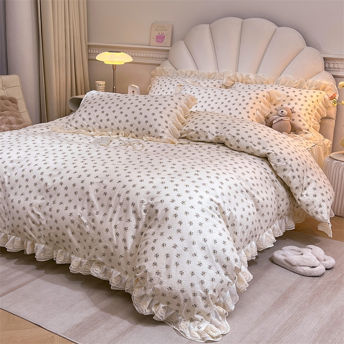 91家纺网 家纺一手货源 找家纺 恒爱家纺 2024新款梦幻情缘全棉公主风四件套 泰然自若